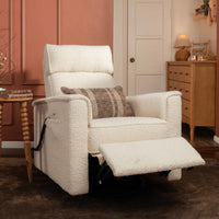M17183PWB,Willa Deluxe Power Glider Recliner w/Heat&Massage in Performance Ivory Boucle
