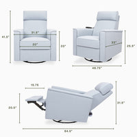 M17183PCET,Willa Deluxe Power Glider Recliner w/Heat&Massage in Performance Blue Chambray Eco-Twill