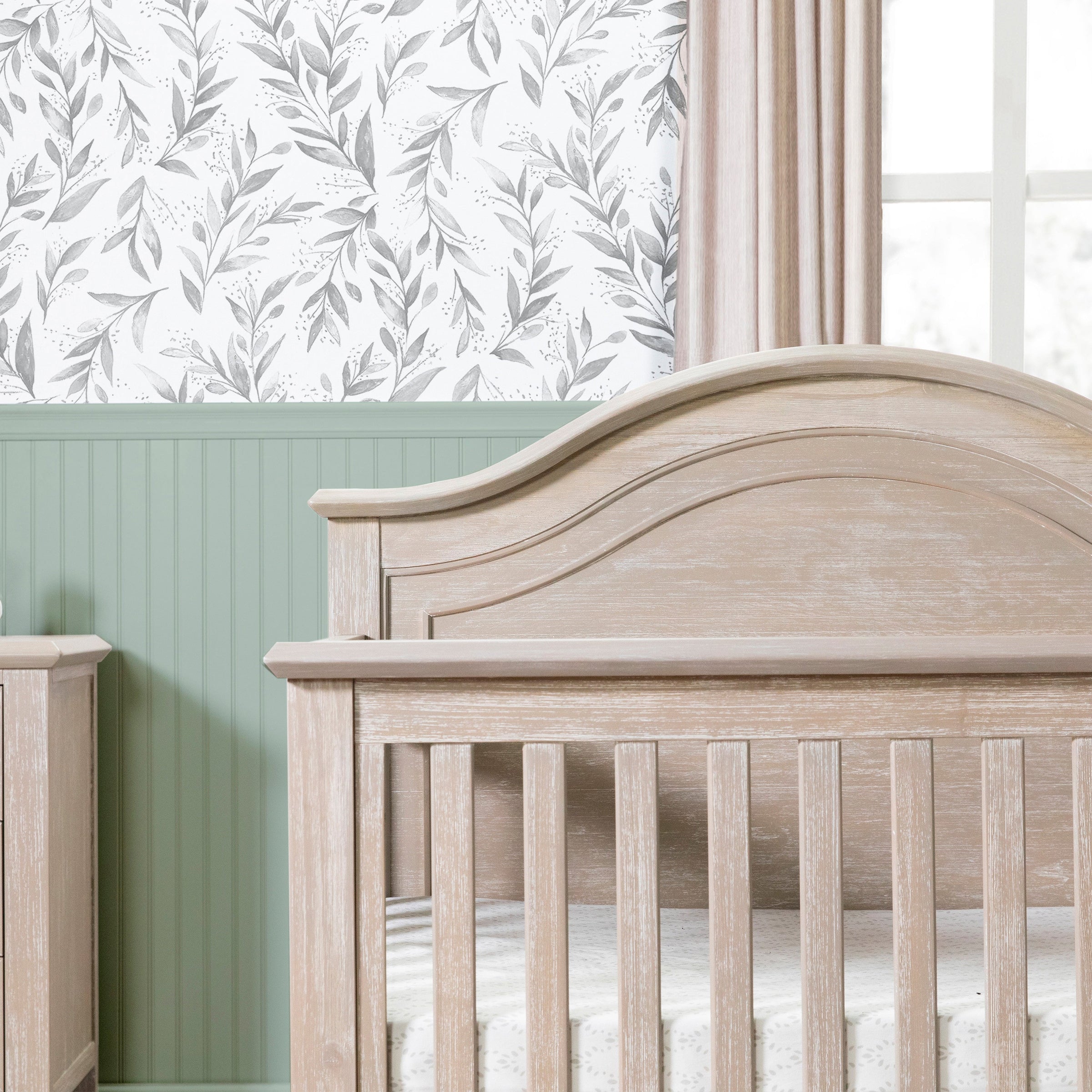 M34401SDB,Beckett Rustic 4-in-1 Convertible Curve Top Crib in Sandbar