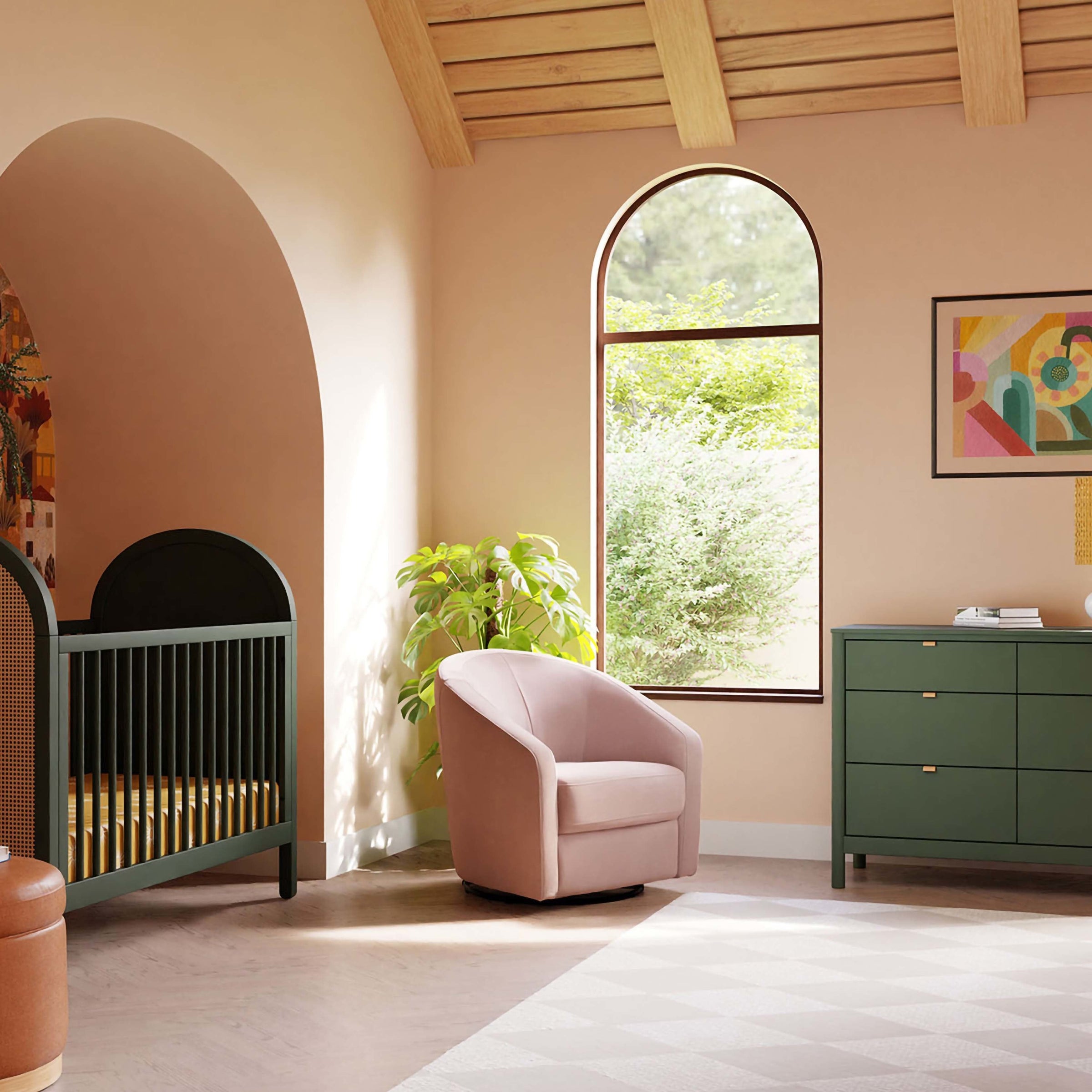 M5887BPV,Madison Swivel Glider in Blush Pink Velvet