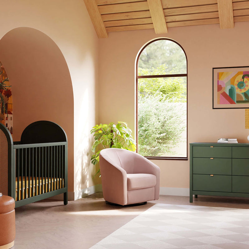 M5887BPV,Madison Swivel Glider in Blush Pink Velvet