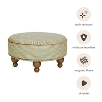 M33385OSCTF,Nate Berkus x Babyletto Astre Ottoman in Perf Olive Stripe Eco-Crossweave w/Toffee feet