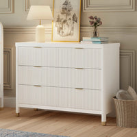 M26716RW,Brimsley Tambour 6-Drawer Assembled Dresser in Warm White