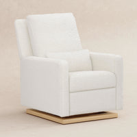 M23085CMSGLB,Sigi Glider Recliner w/ Electronic Control and USB in Cream Shearling w/Light Wood Base