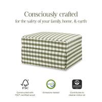 M21785GGH,Crawford Gliding Ottoman in Moss Green Gingham