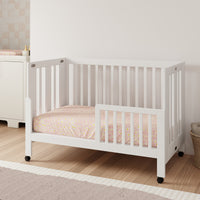 M6601W,Maki Full-Size Folding Crib w/Toddler Bed Conversion Kit in White Finish