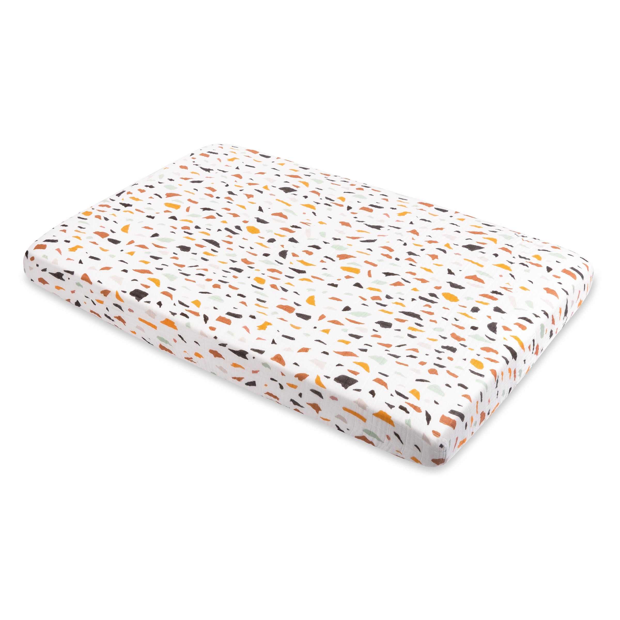 T29136,Terrazzo Muslin Mini Crib Sheet in GOTS Certified Organic Cotton