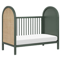 M25601FRGRNC,Bondi Cane 3-in-1 Convertible Crib w/ Toddler Bed Kit in Forest Green w/ Natural Cane