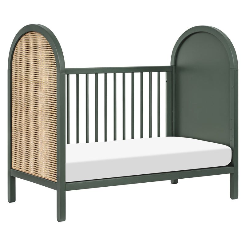 M25601FRGRNC,Bondi Cane 3-in-1 Convertible Crib w/ Toddler Bed Kit in Forest Green w/ Natural Cane