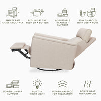 M17183PBEW,Willa Deluxe Power Glider Recliner w/Heat&Massage in Performance Beach Eco-Weave