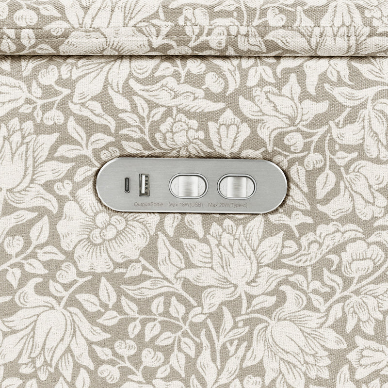 M17186MADB,Willa Plus Power Glider Recliner w/ Power Headrest in Mallow in Ash w/ Dark Wood Base