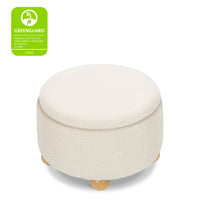 M30985PWBHF,Tuffet Storage Ottoman in Performance Ivory Boucle w/Honey Ball Feet