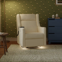 M11283PWB,Kiwi Deluxe Power Glider Recliner w/Heat&Massage in Performance Ivory Boucle