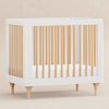 M9098WN,Lolly 4-in-1 Convertible Mini Crib and Twin Bed w/Toddler Bed Conversion Kit in White/Natural