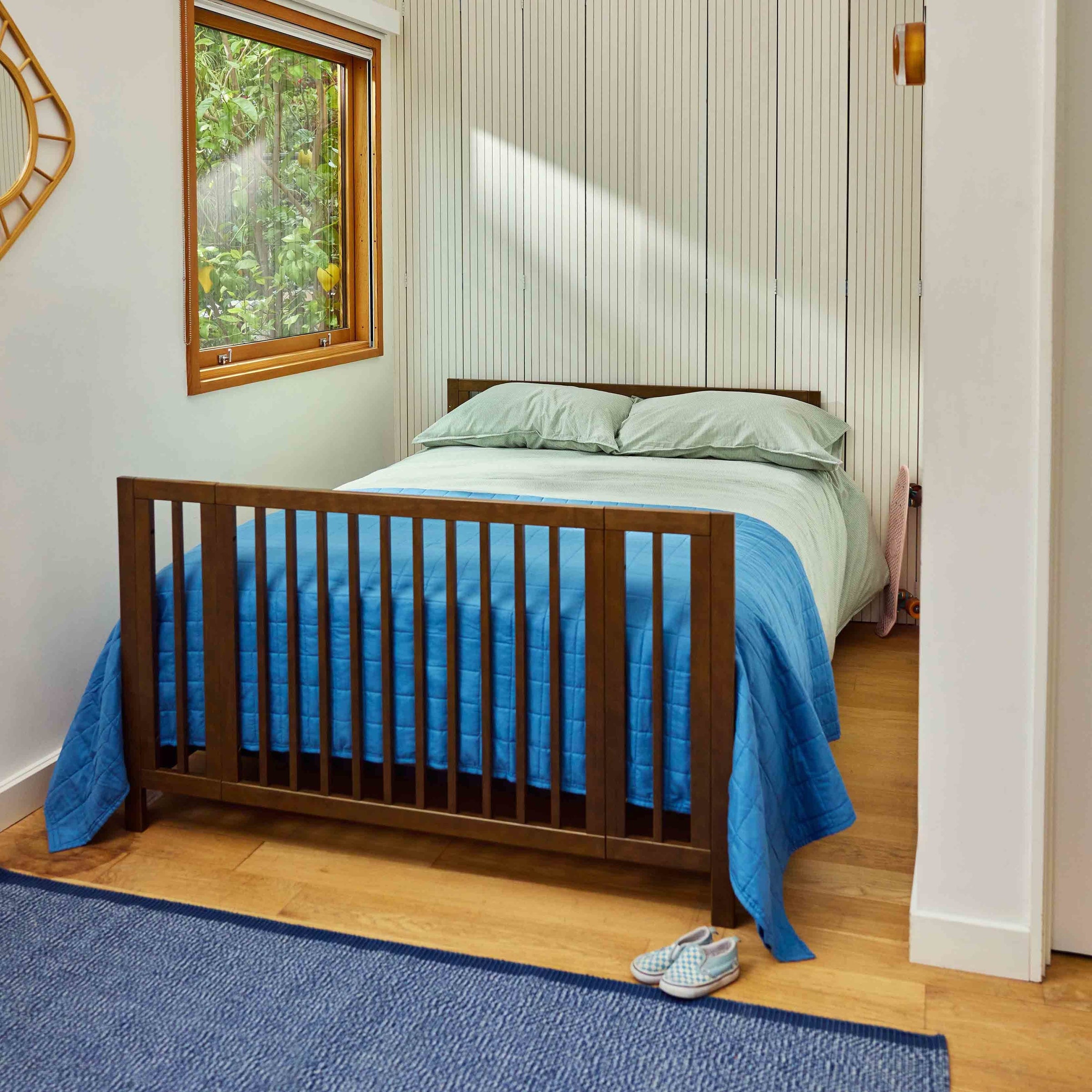 M30880NL,Rolli 9-in-1 Convertible All-Stages?? Crib w/ Bassinet & Toddler Bed Kits in Natural Walnut