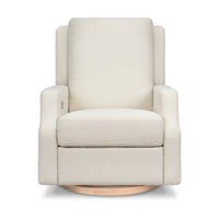 M22286WBLB,Crewe Electronic Swivel Glider Recliner in Ivory Boucle w/Light Wood Base