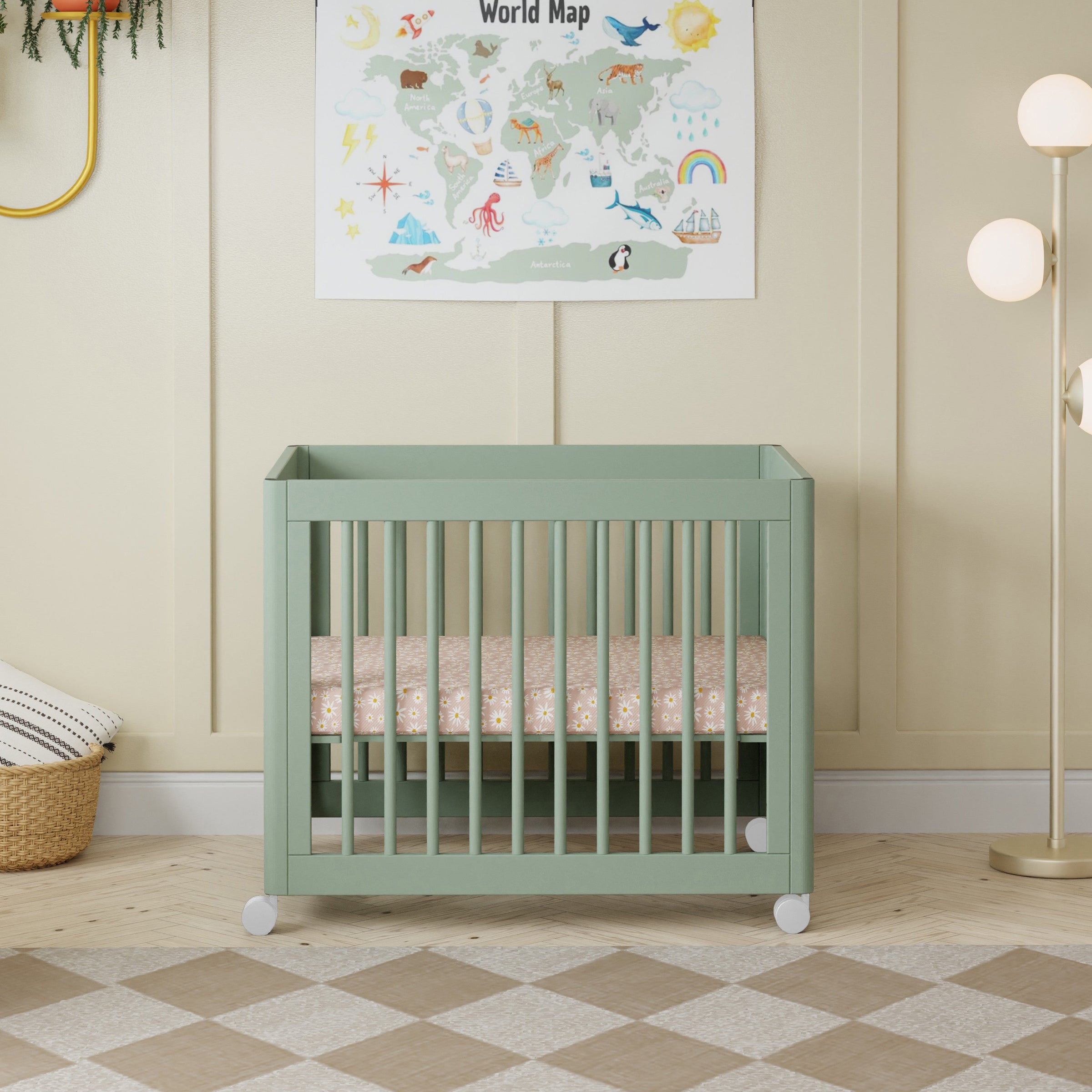 M23401LS,Yuzu 8-in-1 Convertible Crib w/All-Stages Conversion Kits in Light Sage