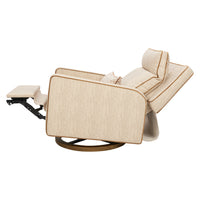 M23082BSCTB,Nate Berkus x Babyletto Sigi Pro Power Recliner in Perf Bronze Stripe Eco-Crossweave w/Toffee Base