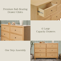 M23716HYHC,Marin with Cane 6 Drawer Assembled Dresser in Honey and Honey Cane