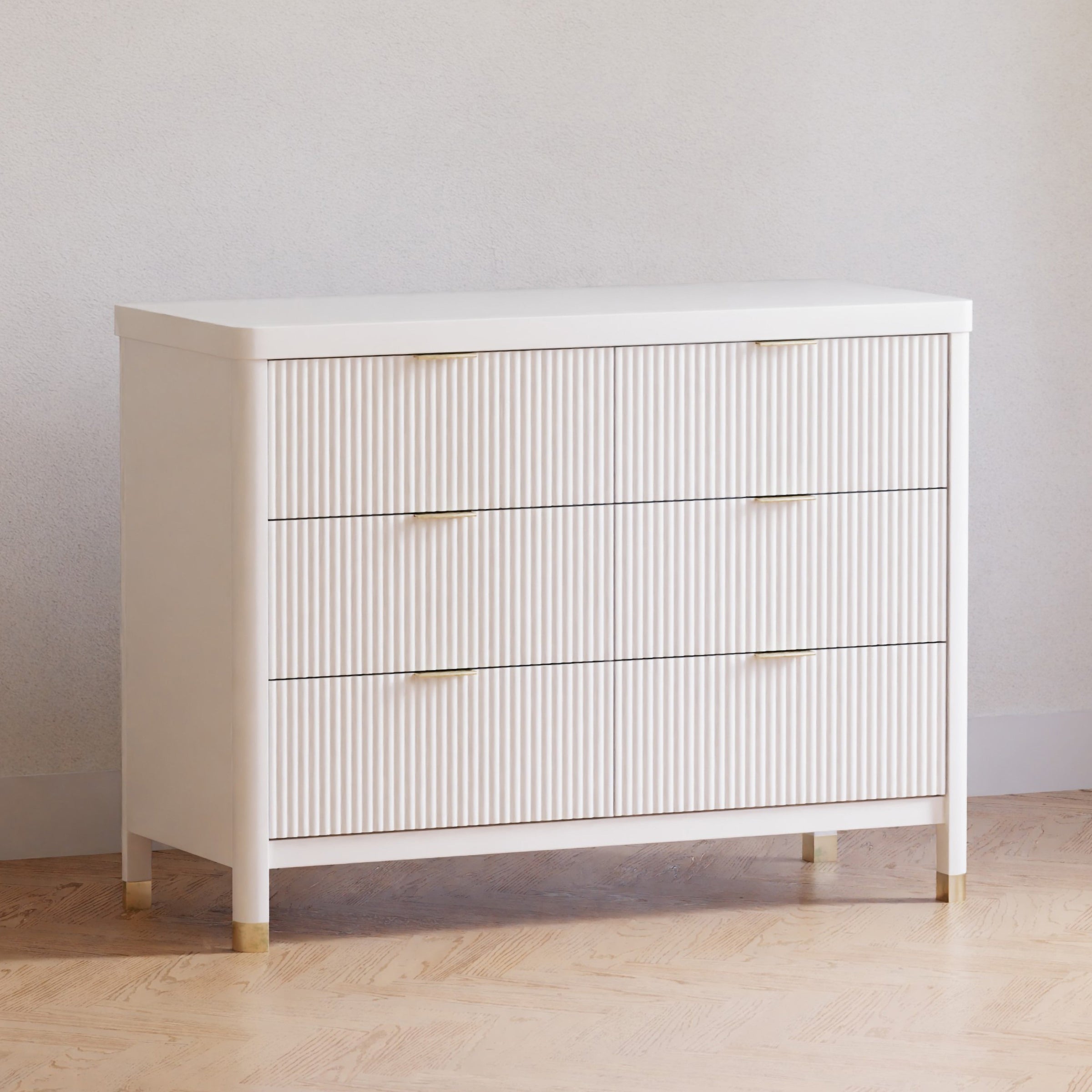 M26716RW,Brimsley Tambour 6-Drawer Assembled Dresser in Warm White