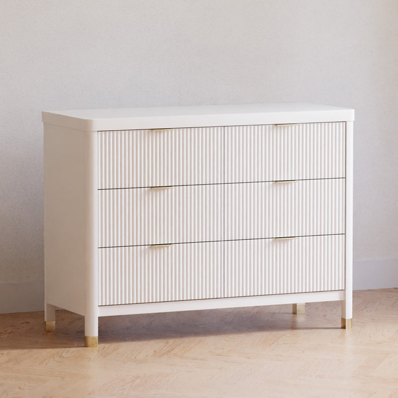 M26716RW,Brimsley Tambour 6-Drawer Assembled Dresser in Warm White