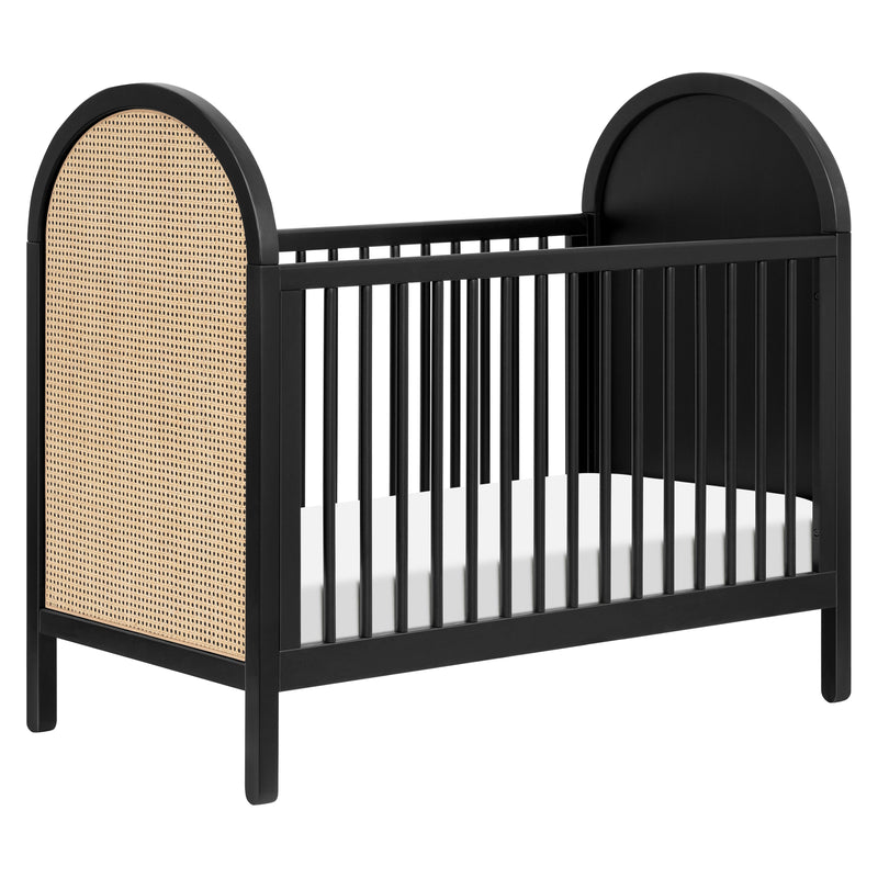 M25601BNC,Bondi Cane 3-in-1 Convertible Crib w/ Toddler Bed Kit in Black with Natural Cane