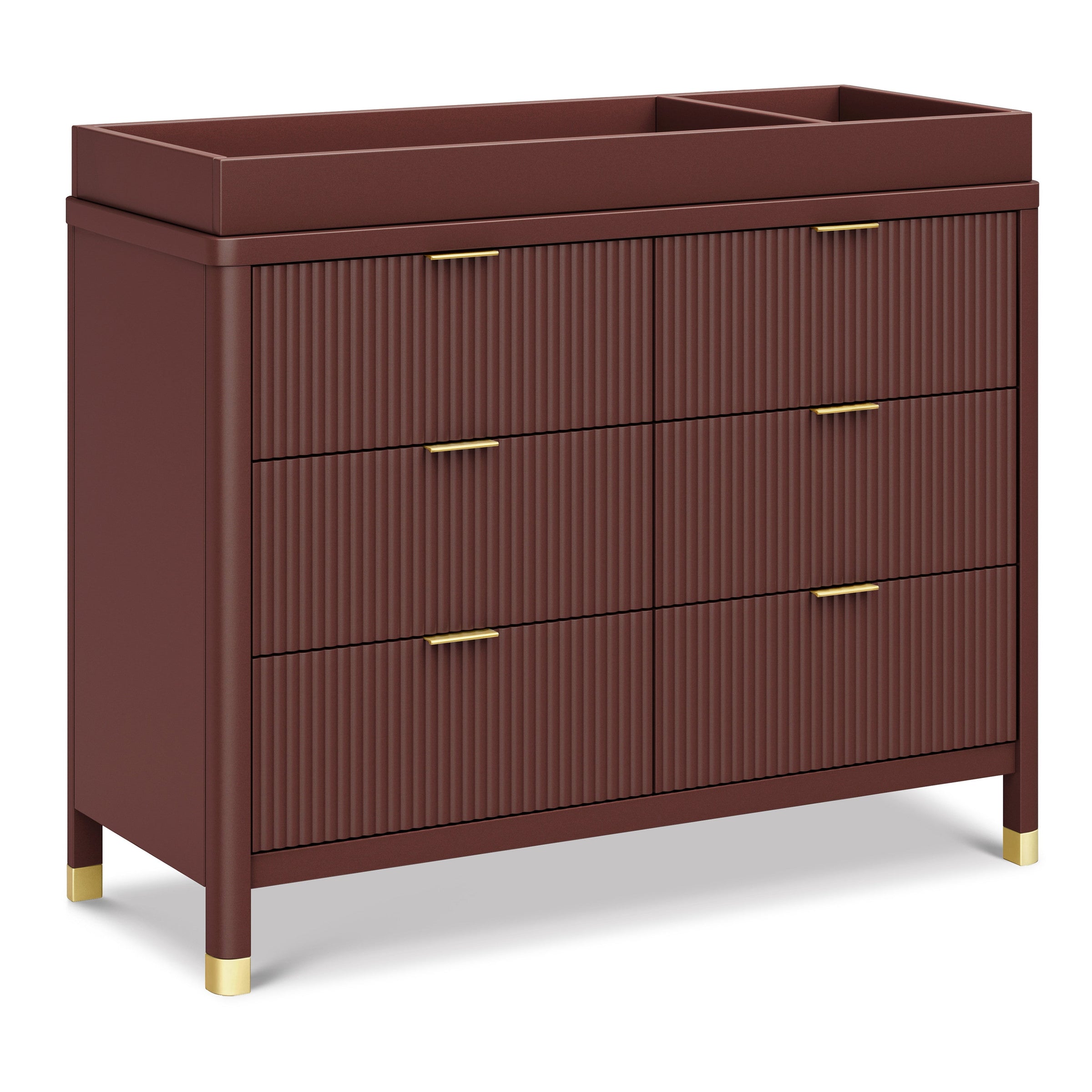 M26716CR,Brimsley Tambour 6-Drawer Assembled Dresser in Crimson