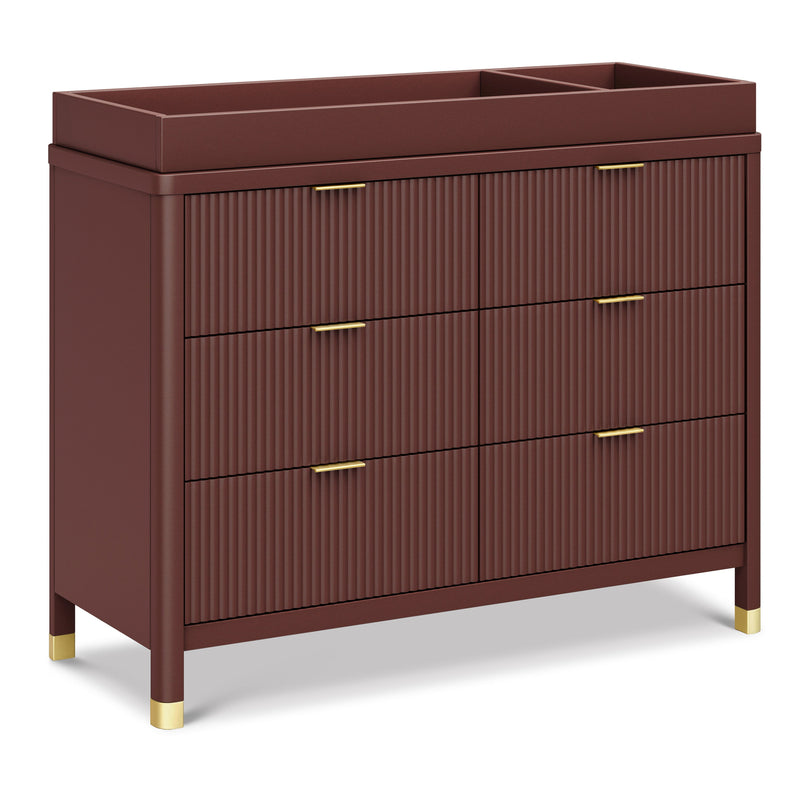 M26716CR,Brimsley Tambour 6-Drawer Assembled Dresser in Crimson