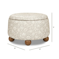 M30985MADF,Tuffet Storage Ottoman Mallow in Ash w/ Dark Wood Ball Feet