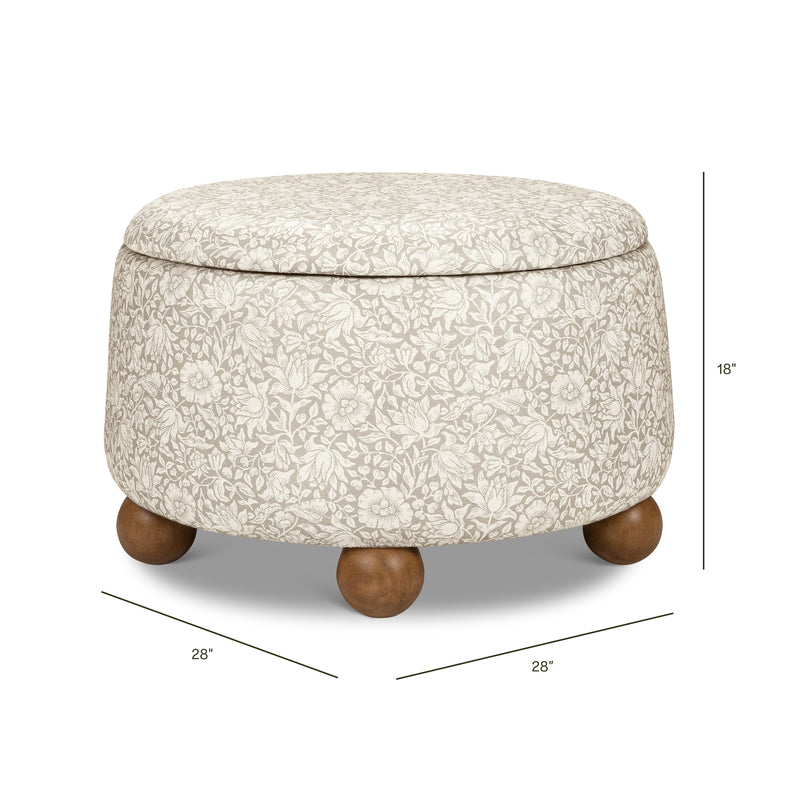 M30985MADF,Tuffet Storage Ottoman Mallow in Ash w/ Dark Wood Ball Feet