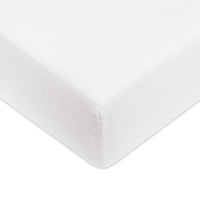 T29435,Plain White Muslin Crib Sheet in GOTS Certified Organic Cotton