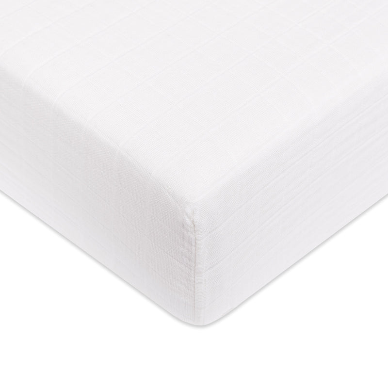 T29435,Plain White Muslin Crib Sheet in GOTS Certified Organic Cotton