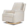 M22287TGHLB,Crewe Recliner and Swivel Glider in Tan Gingham with Light Wood Base