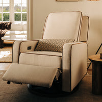 M23085PCMTB,Nate Berkus x Babyletto Sigi Power Recliner in Performance Cream Linen w/ Toffee Base