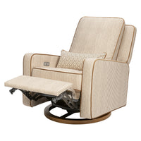 M23085BSCTB,Nate Berkus x Babyletto Sigi Power Recliner in Perf Bronze Stripe Eco-Crossweave w/Toffee Base