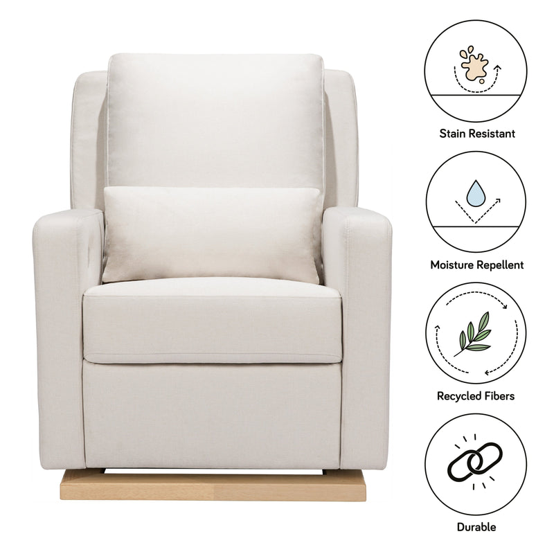 M23085PCMEWLB,Sigi Glider Recliner w/ Electronic Control and USB in Performance Cream Eco-Weave w/Light wood base