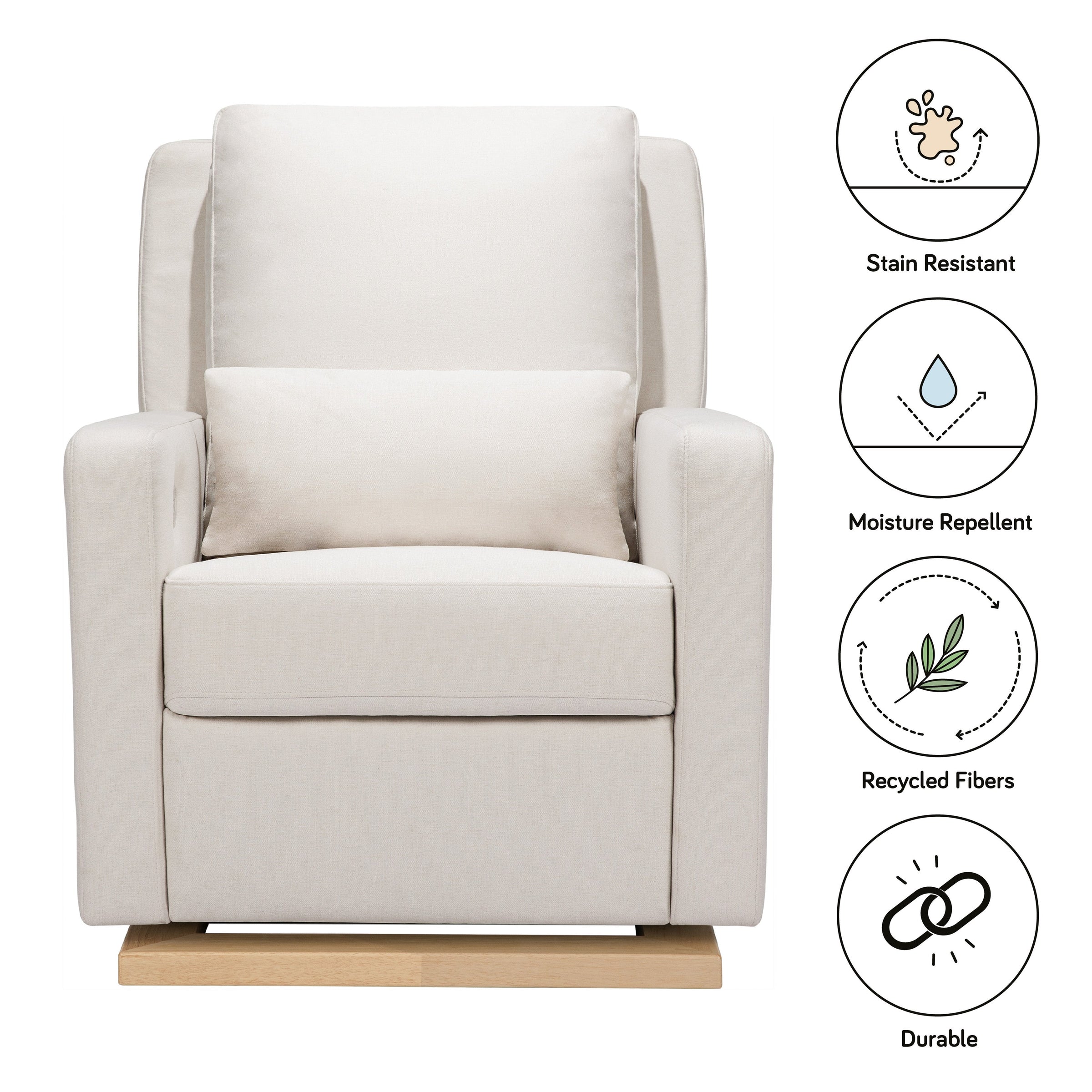 M23085PCMEWLB,Sigi Glider Recliner w/ Electronic Control and USB in Performance Cream Eco-Weave w/Light wood base