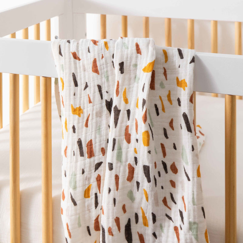 T29138,Terrazzo Muslin Swaddle in GOTS Certified Organic Cotton