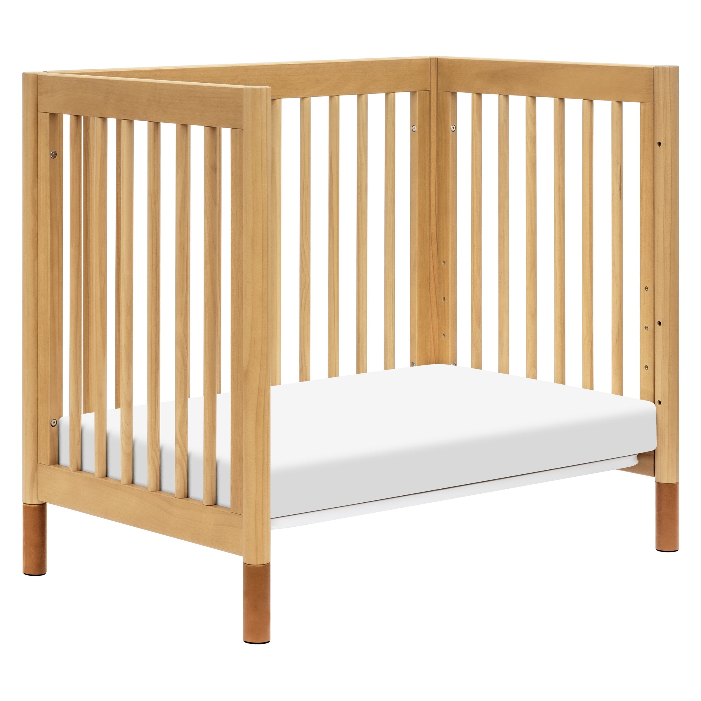M12998HYVTL,Gelato 4-in-1 Convertible Mini Crib and Twin bed in Honey with Vegan Tan Leather Feet