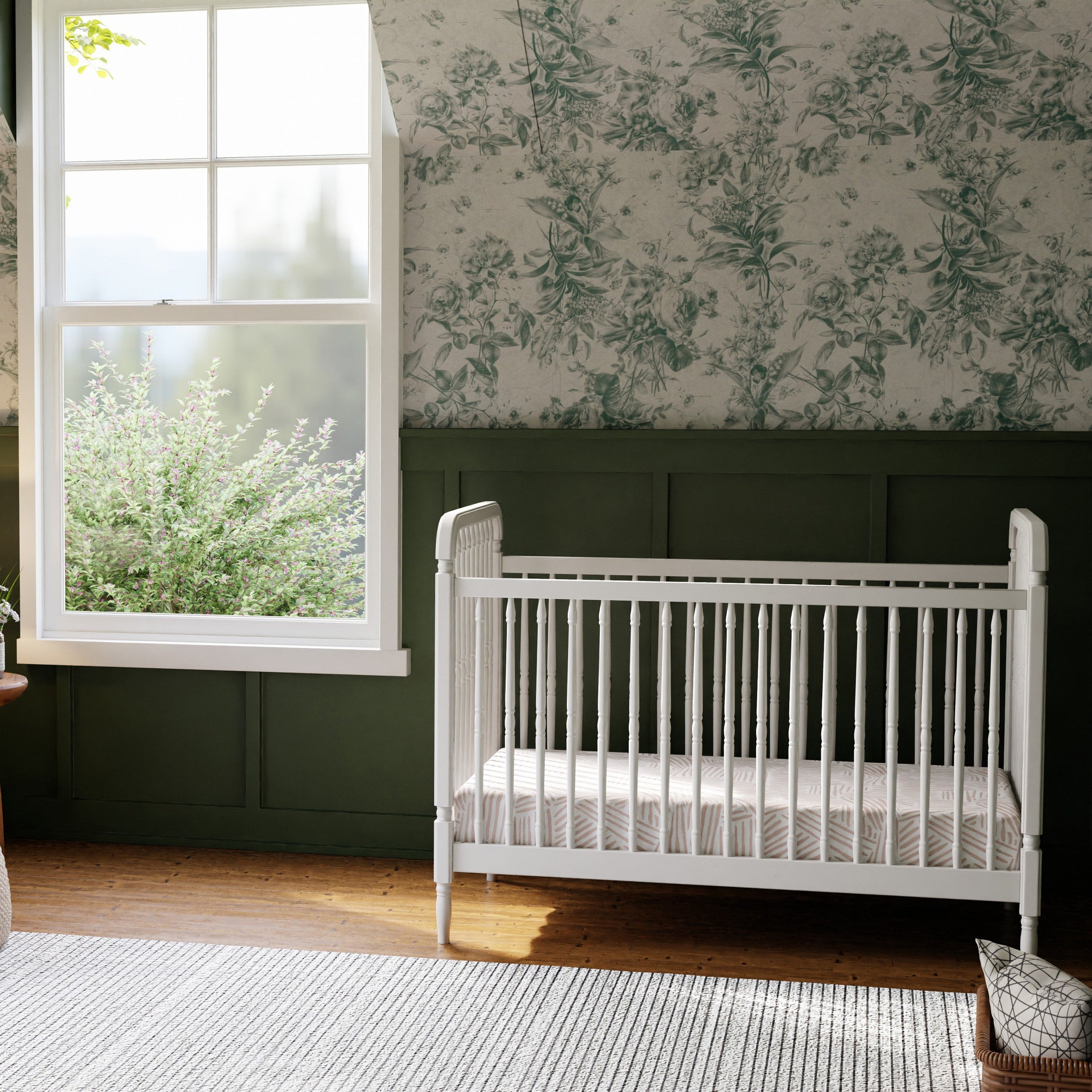 M7101RW,Liberty 3-in-1 Convertible Spindle Crib w/Toddler Bed Conversion Kit in Warm White