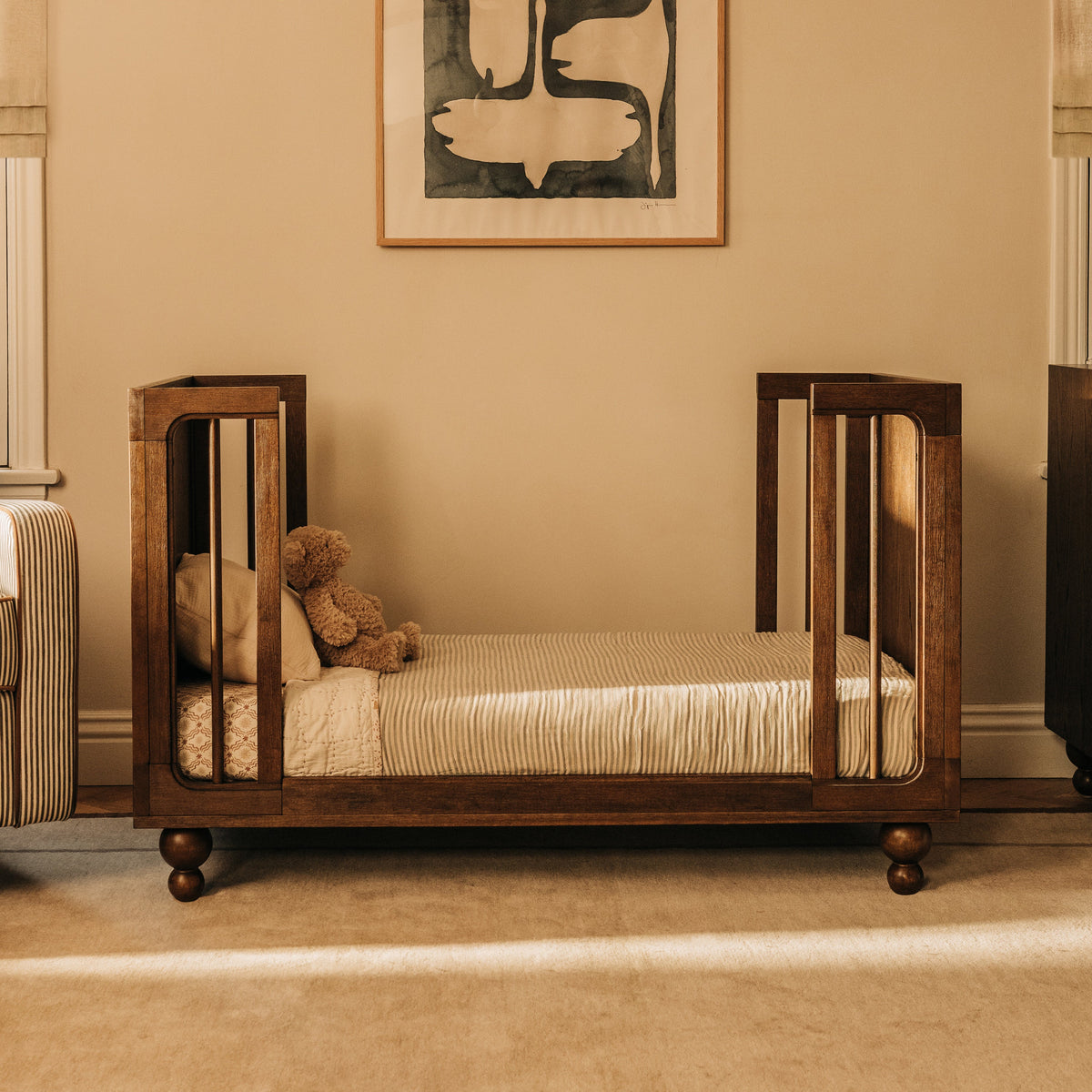 M33380TE,Nate Berkus x Babyletto Astre All-Stages Crib w/Bassinet & Toddler Bed Kits in Toffee