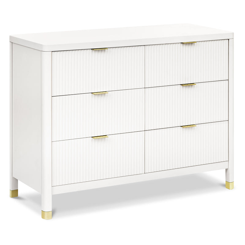M26716RW,Brimsley Tambour 6-Drawer Assembled Dresser in Warm White
