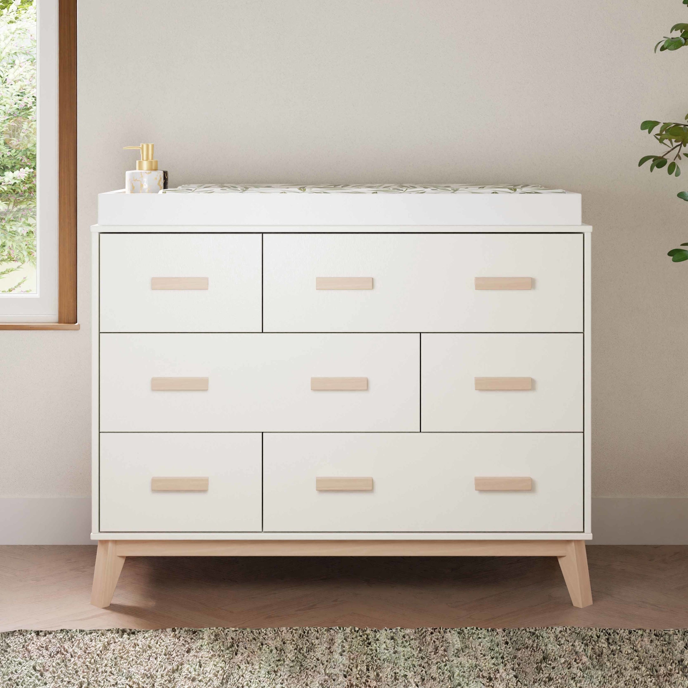 M5826WNX,Scoot 6-Drawer Dresser in White/Washed Natural