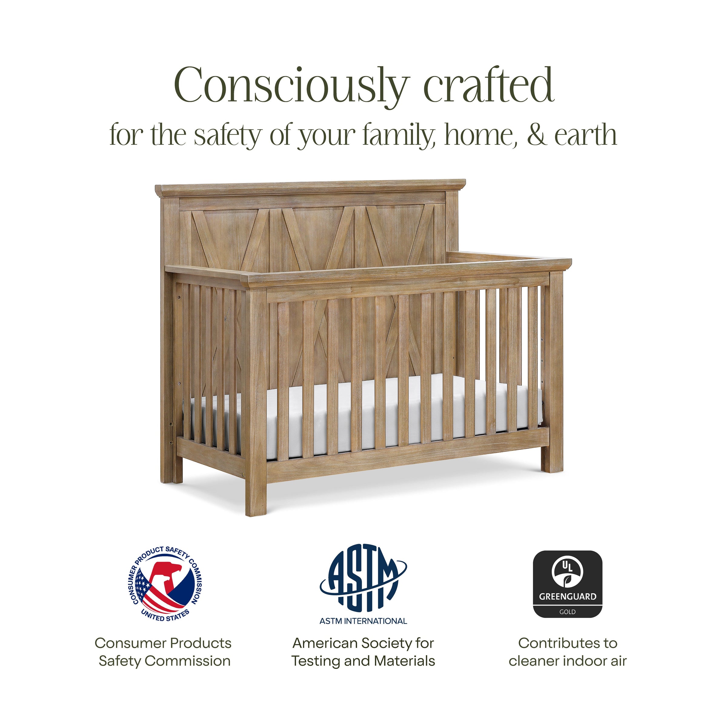 B14501DF,Emory Farmhouse 4-in-1 Convertible Crib in Driftwood