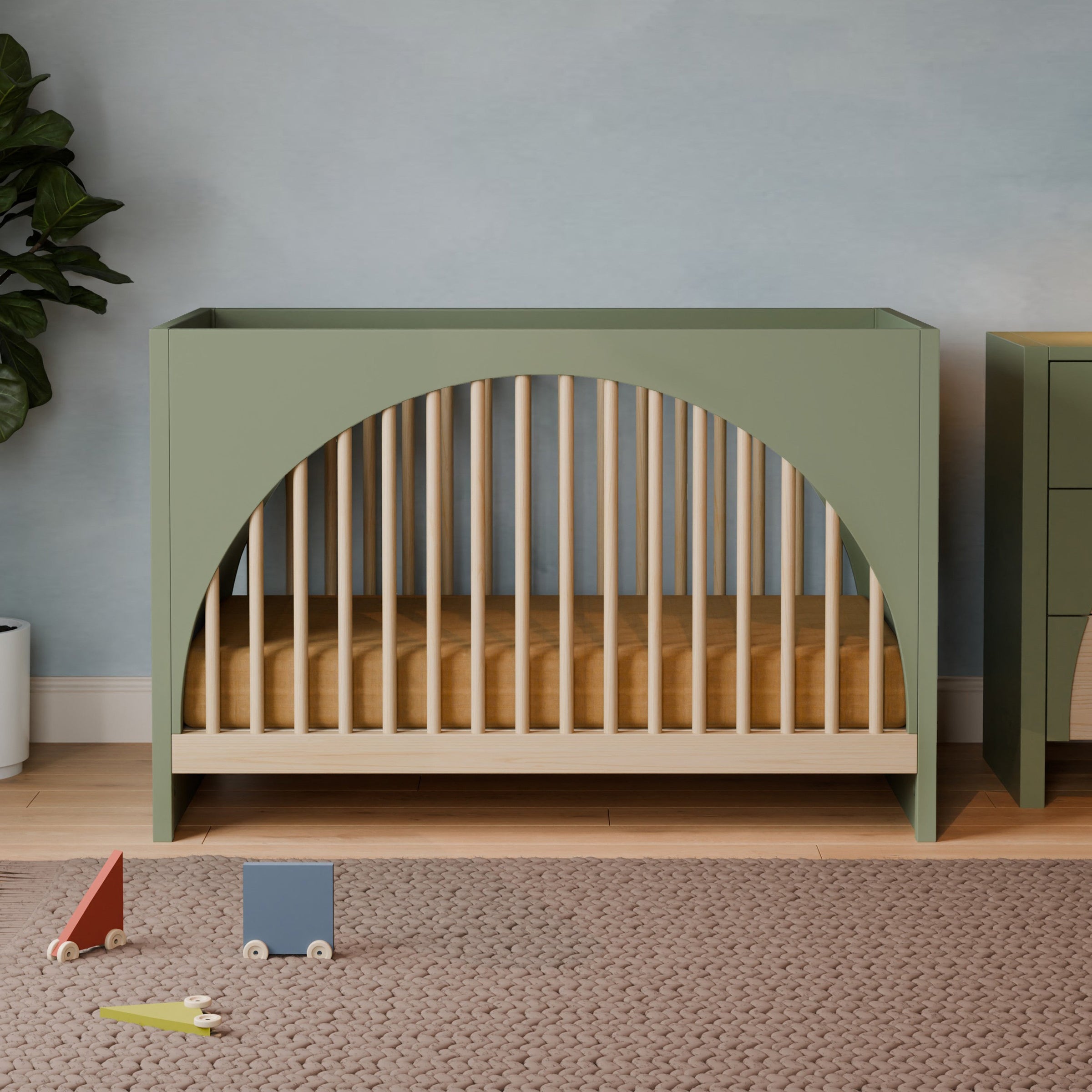 M30201OLSH,Moab 3-in-1 Convertible Crib in Olive/Ash