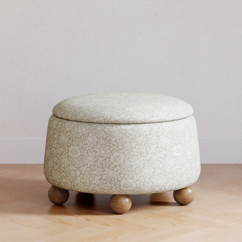 M30985MADF,Tuffet Storage Ottoman Mallow in Ash w/ Dark Wood Ball Feet