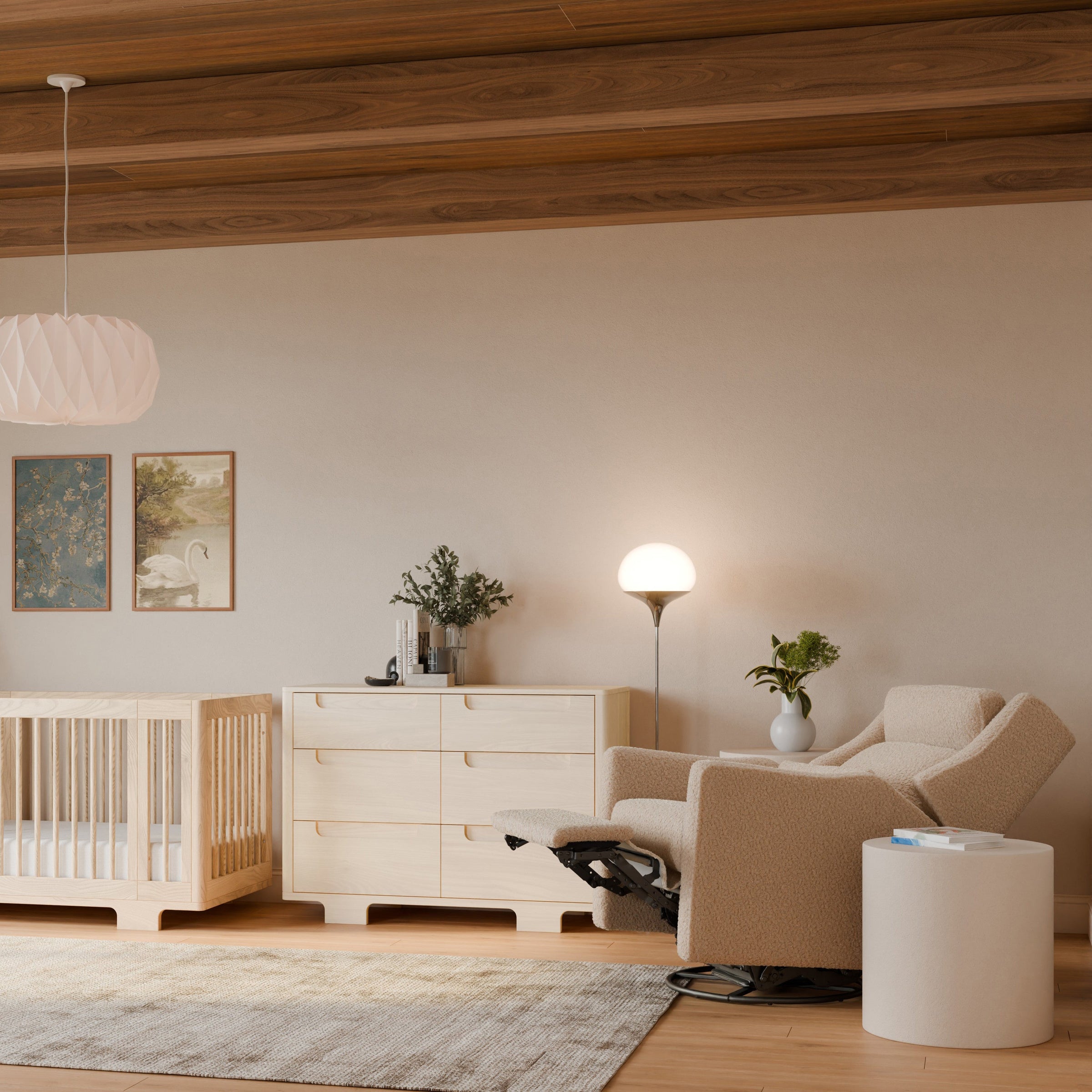 M11286CSG,Kiwi Plus Power Glider Recliner w/ Power Headrest in Chai Shearling