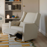 M11288WBG,Kiwi Glider Recliner w/ Electronic Control and USB in Ivory Boucle w/Gold Base
