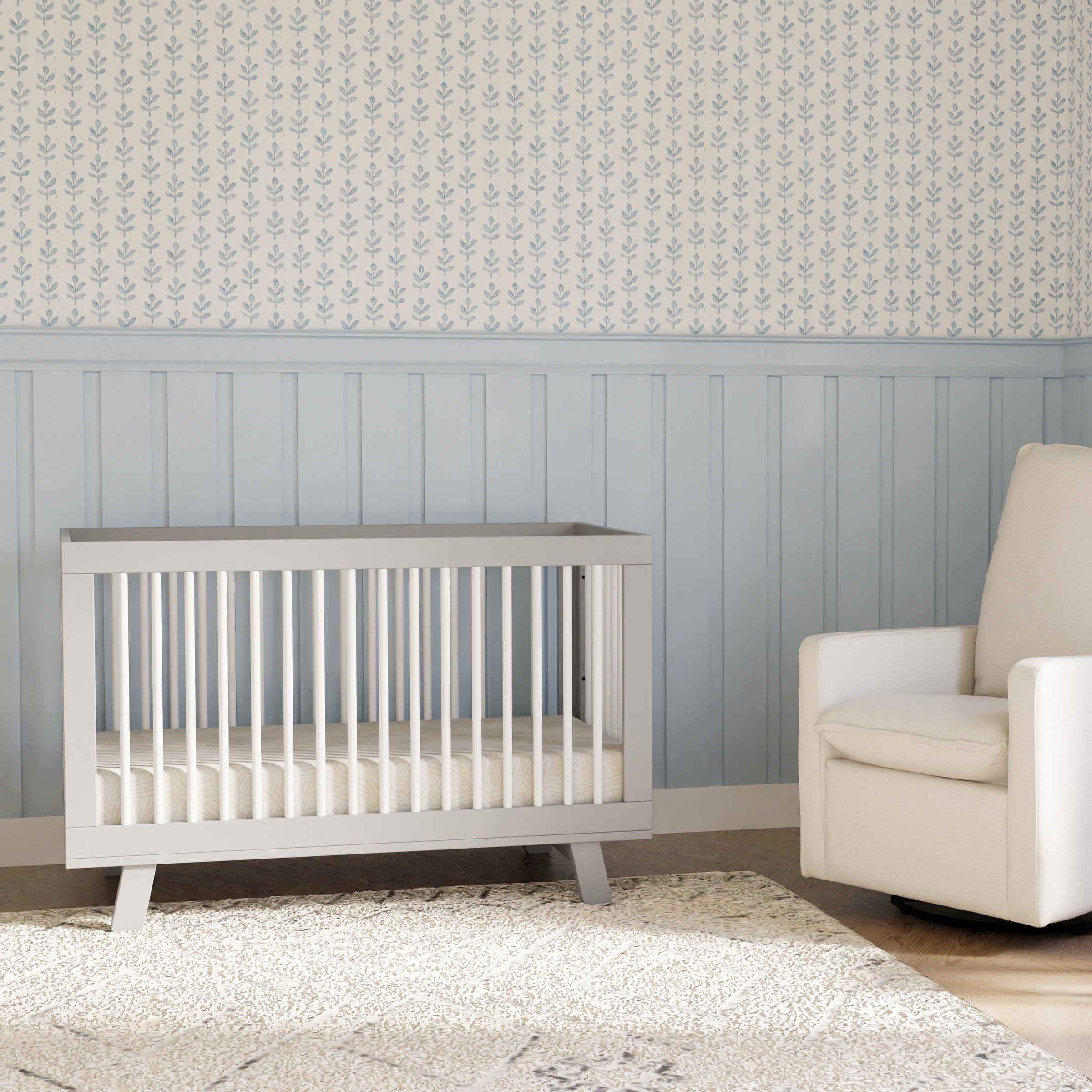 M4201GW,Hudson 3-in-1 Convertible Crib w/Toddler Bed Conversion Kit in Grey/White