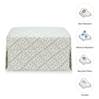 M21785GLT,Sarah Flint x Namesake Crawford Gliding Ottoman in Green Lattice Performance Eco-Weave